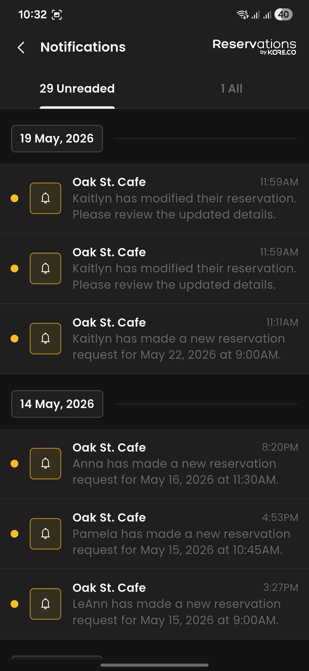 Owner app notifications