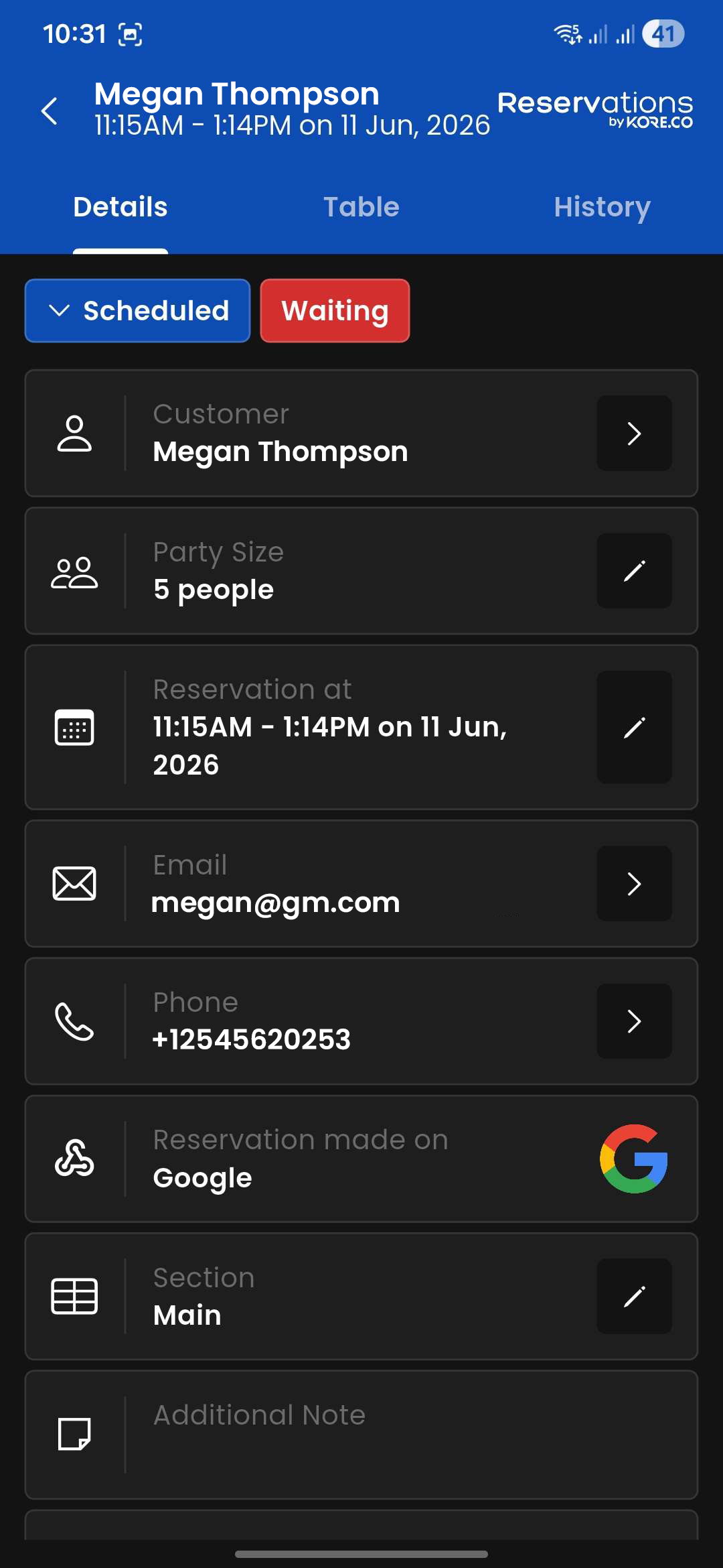 Owner app reservation details