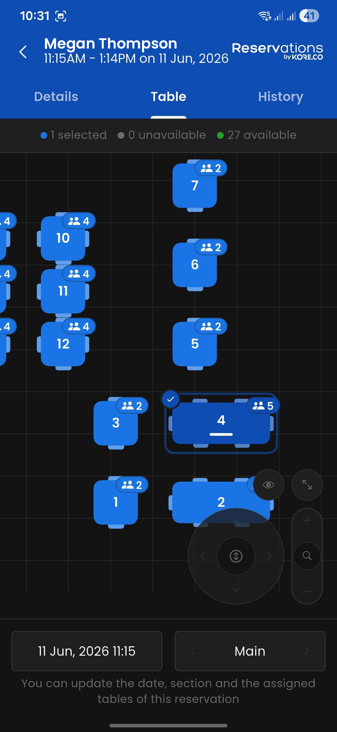 Owner app table layout