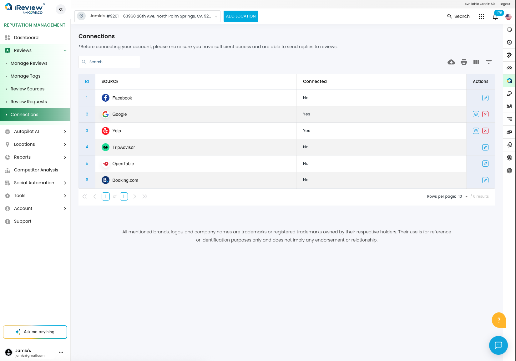Connect Google, Facebook, Yelp, TripAdvisor, OpenTable, and Booking.com into one inbox
