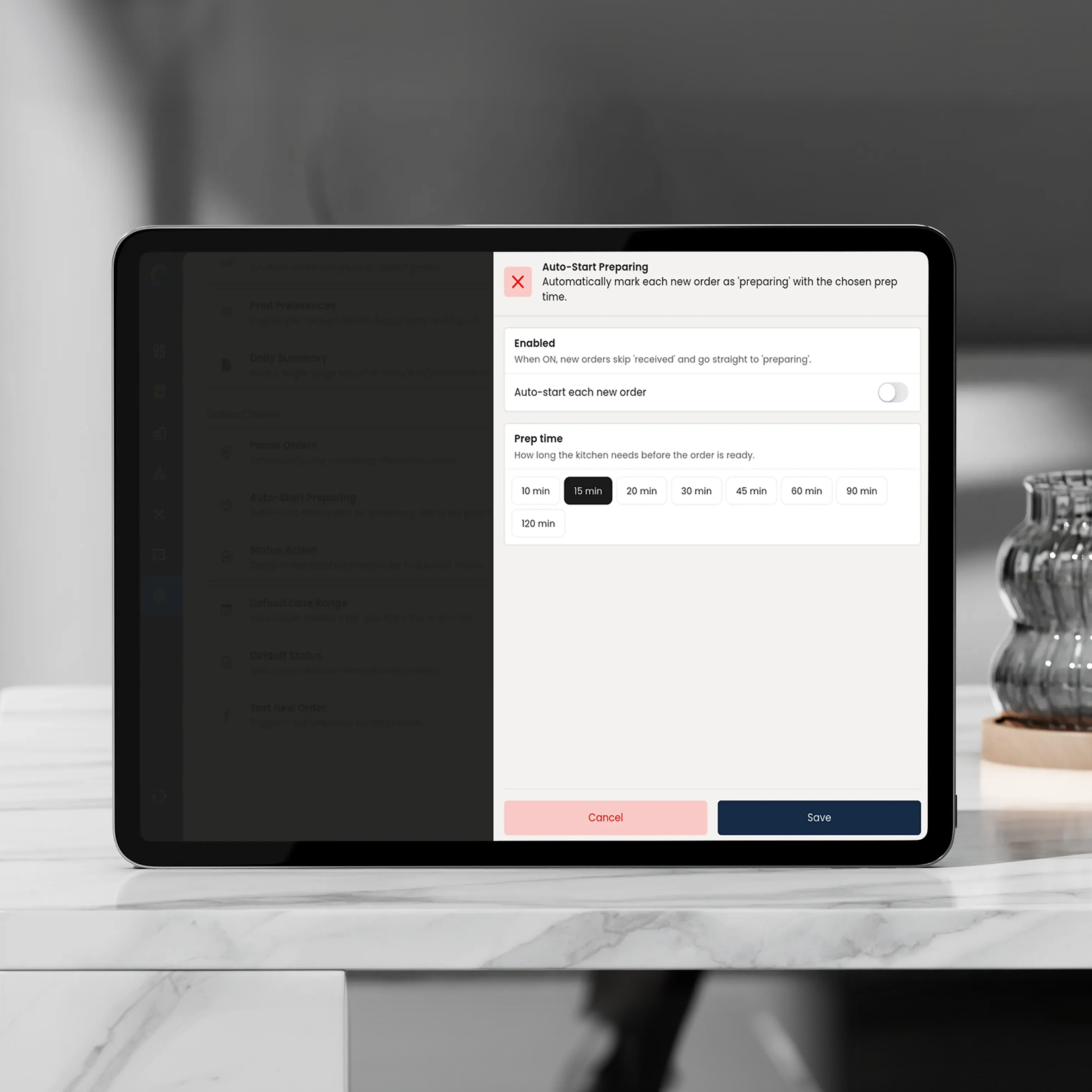 Auto-start preparing feature on screen