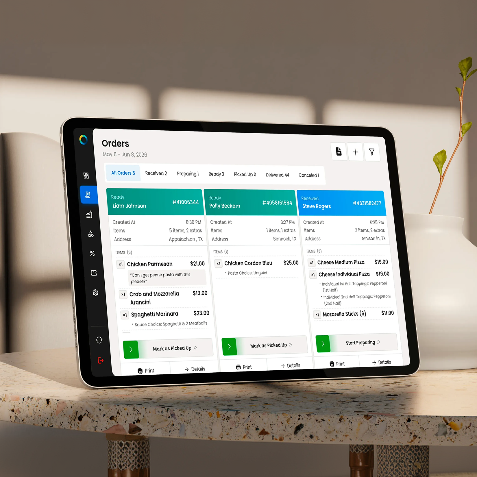 Real-time order management dashboard