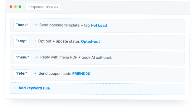 AI response libraries interface